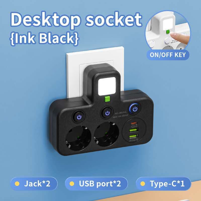 Desktop wall socket Black
